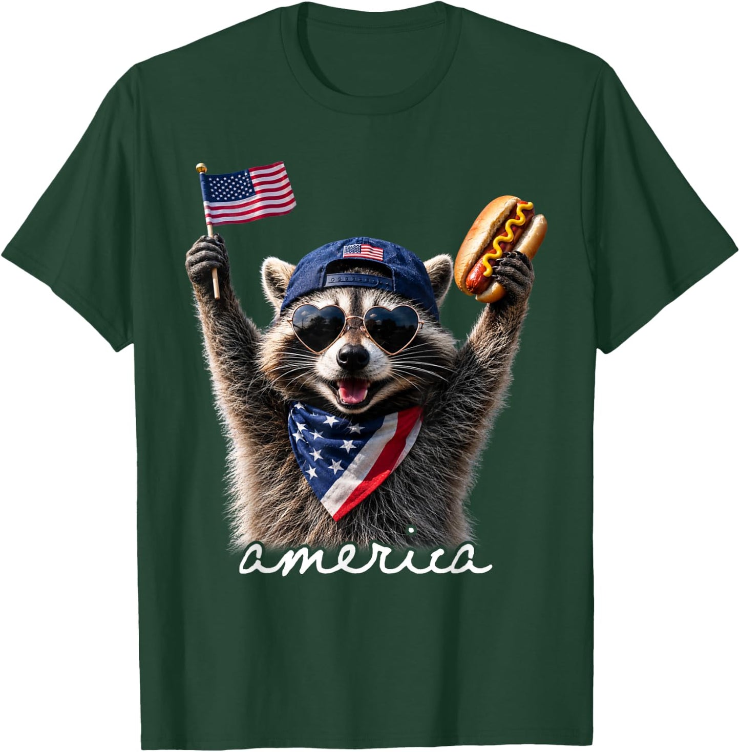 America Feral & Free Racoon Patriotic 4th of July T-Shirt - T-Shirt | Forest