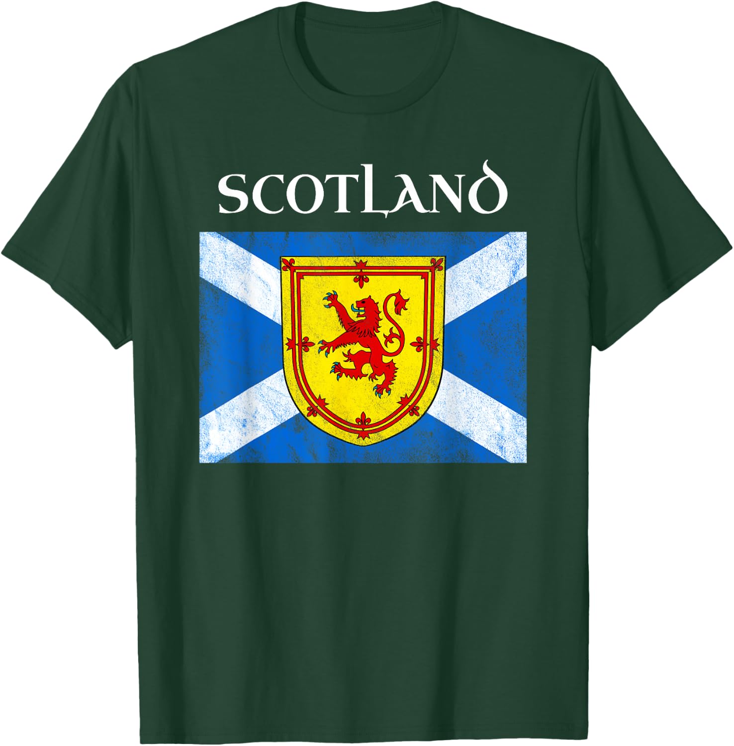 Scottish Flag Lion Rampant Royal Banner Of Scotland Saltire T-Shirt - T-Shirt | Forest