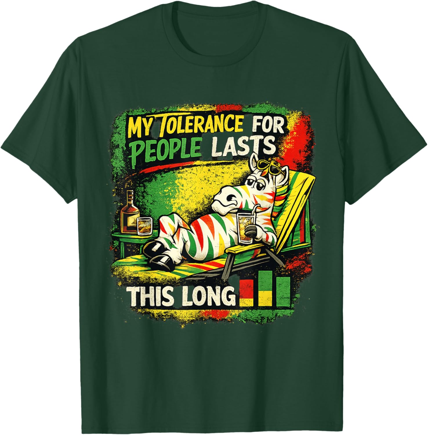 My Tolerance for People Lasts This Long Funny Zebra Humor T-Shirt - T-Shirt | Forest