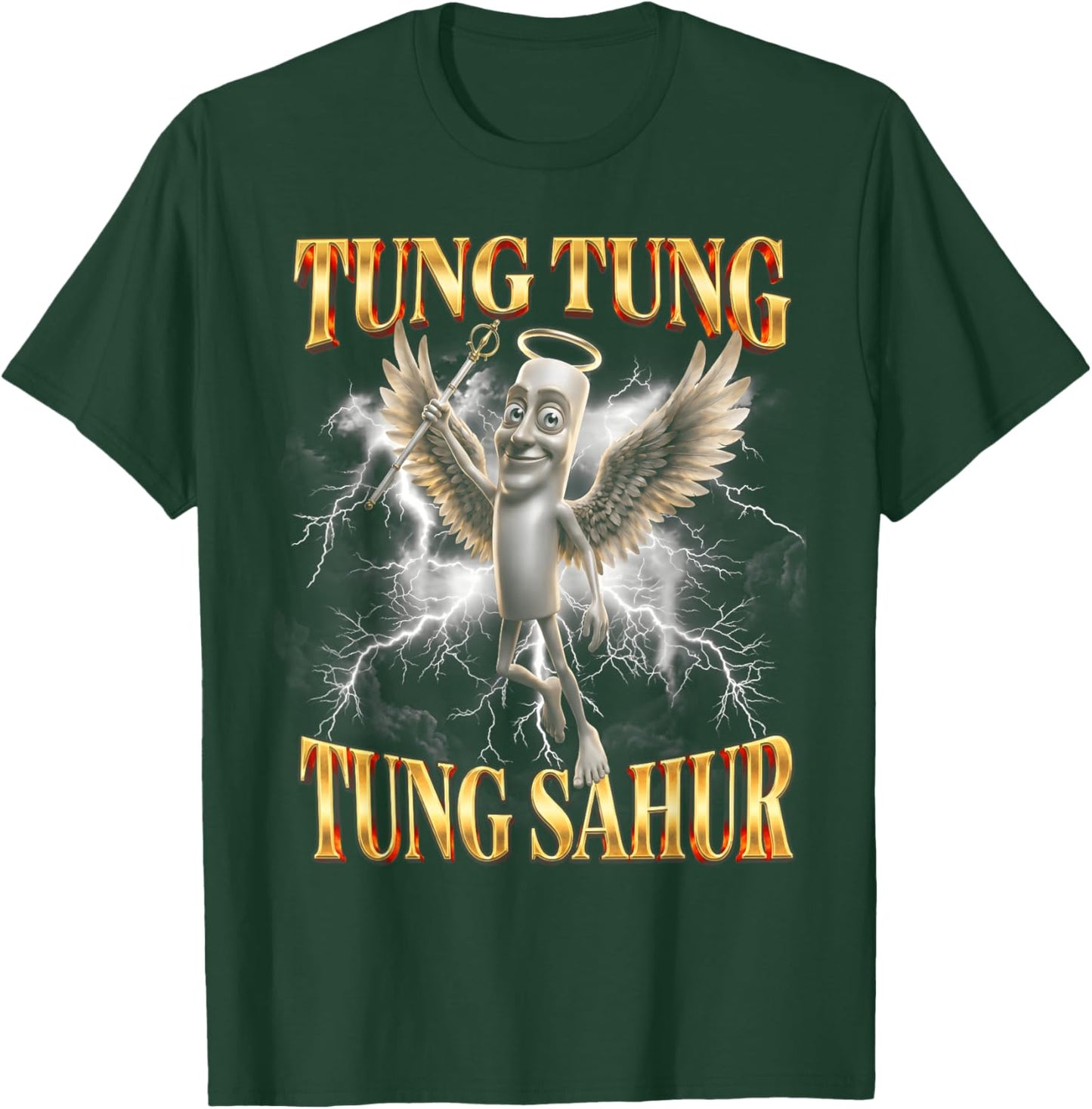 Funny Angel Tung Tung Sahur Brainrot Meme T-Shirt - T-Shirt | Forest