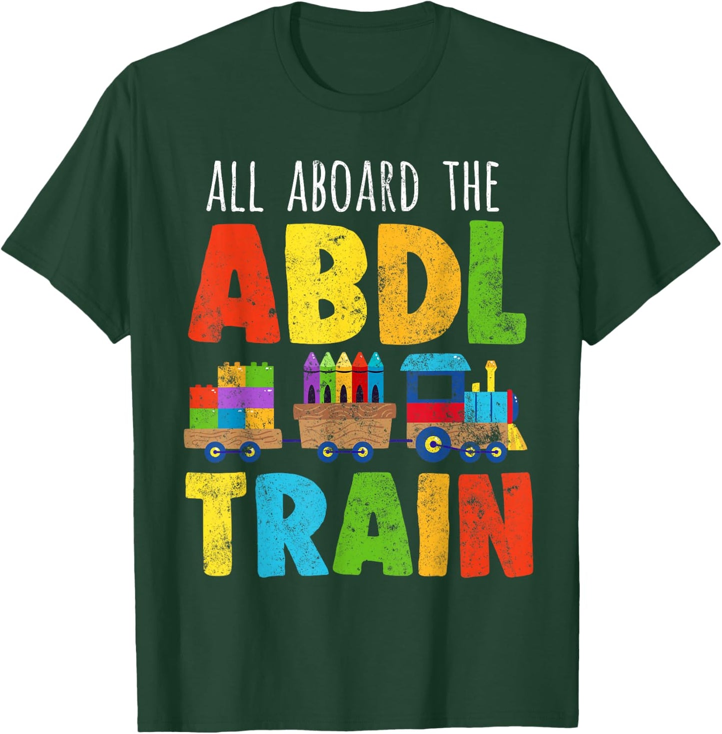 ABDL Train Print All on Board the ABDL Train AB / DL Ageplay T-Shirt - T-Shirt | Forest