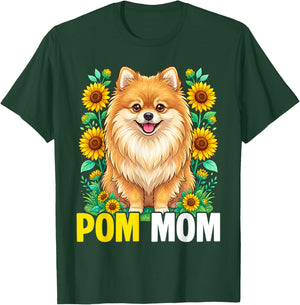 Pom Mom Pomeranian Dog Sunflower Lover Mothers Day T-Shirt - T-Shirt | Forest