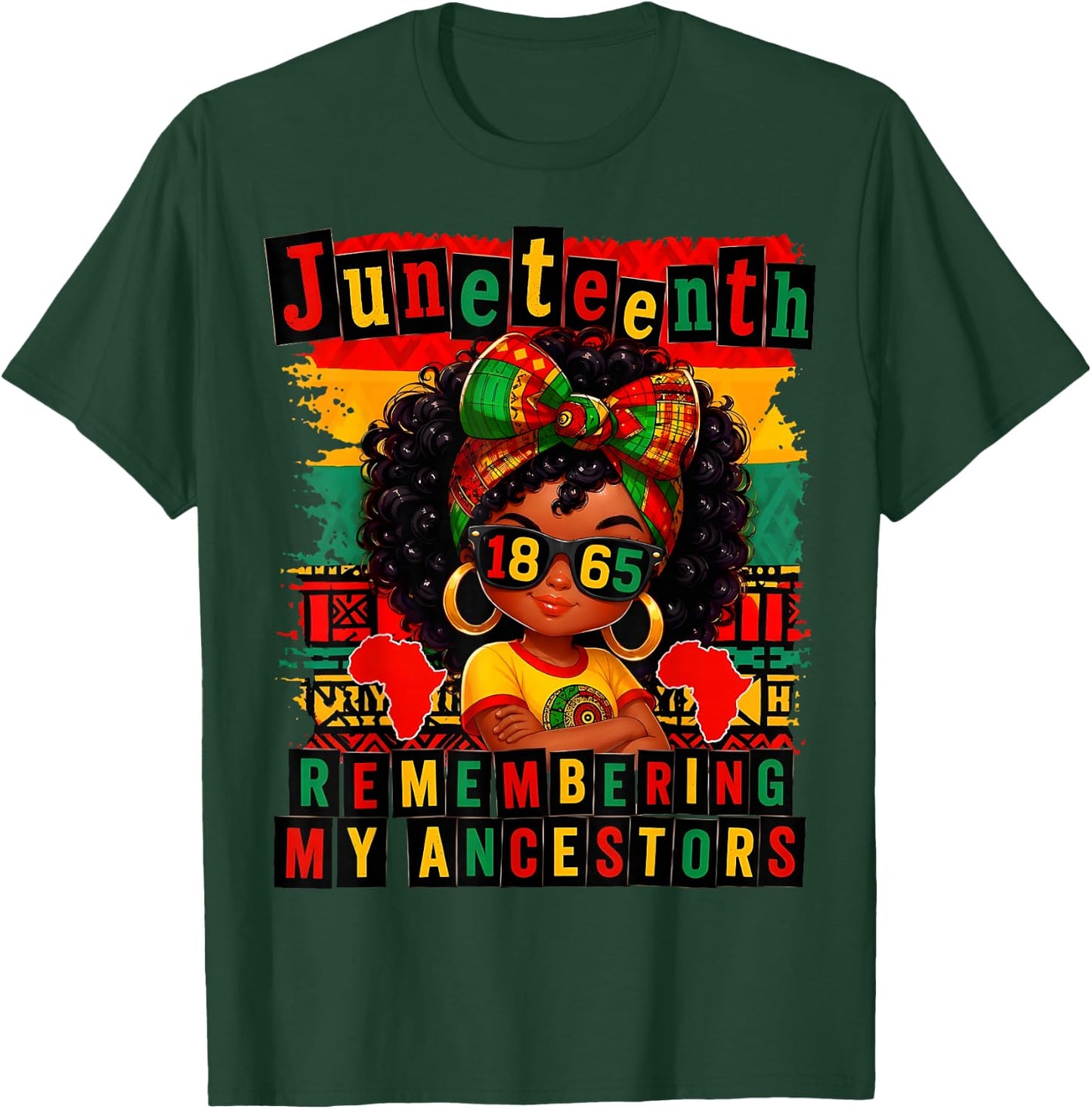Retro Juneteenth Remembering My Ancestors Gift T-Shirt - T-Shirt | Forest