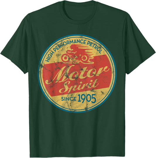 Vintage Motorcycle (distressed shirts women & men) T-Shirt - T-Shirt | Forest