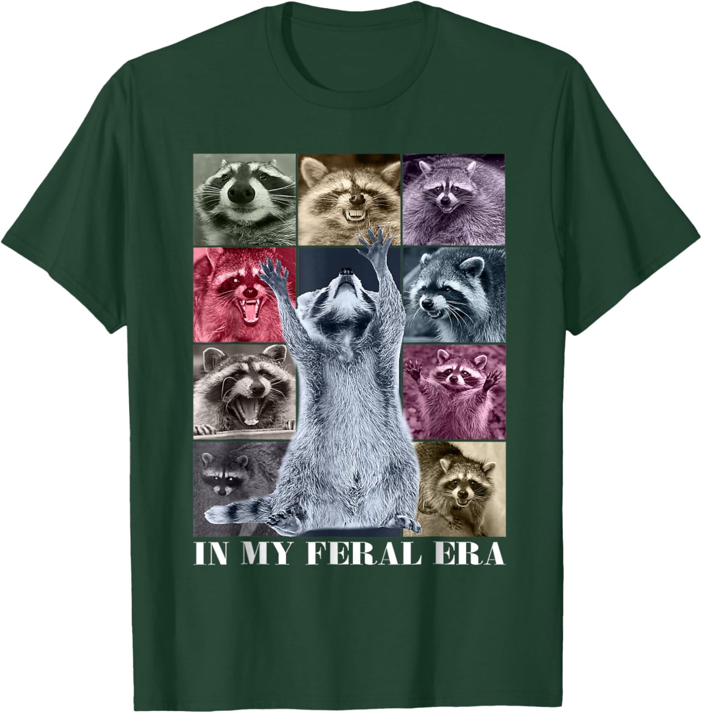 In My Feral Era Funny Raccoon Animal Meme Racoons Team Trash T-Shirt - T-Shirt | Forest