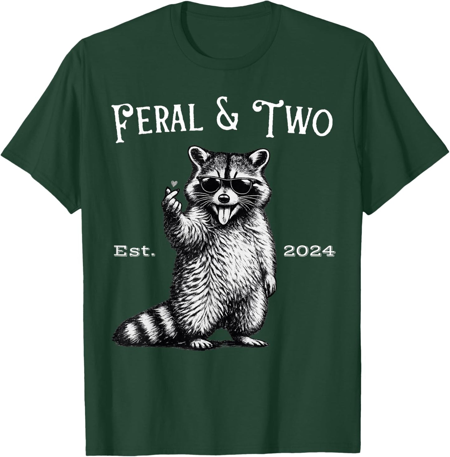Feral and Two Funny Raccoon 2nd Birthday T-Shirt - T-Shirt | Forest
