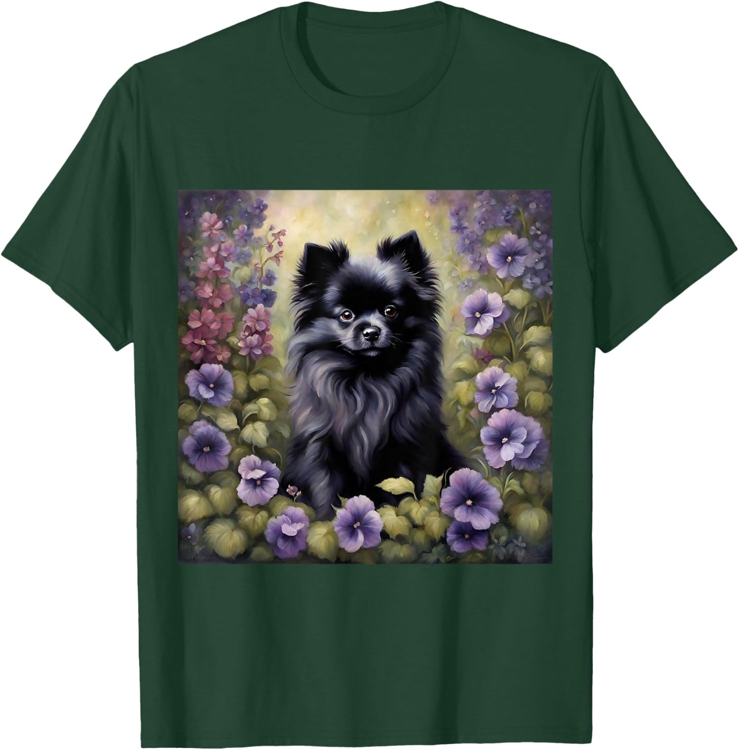Black Pomeranian Adorable Pomeranian Garden Dog Lovers T-Shirt - T-Shirt | Forest