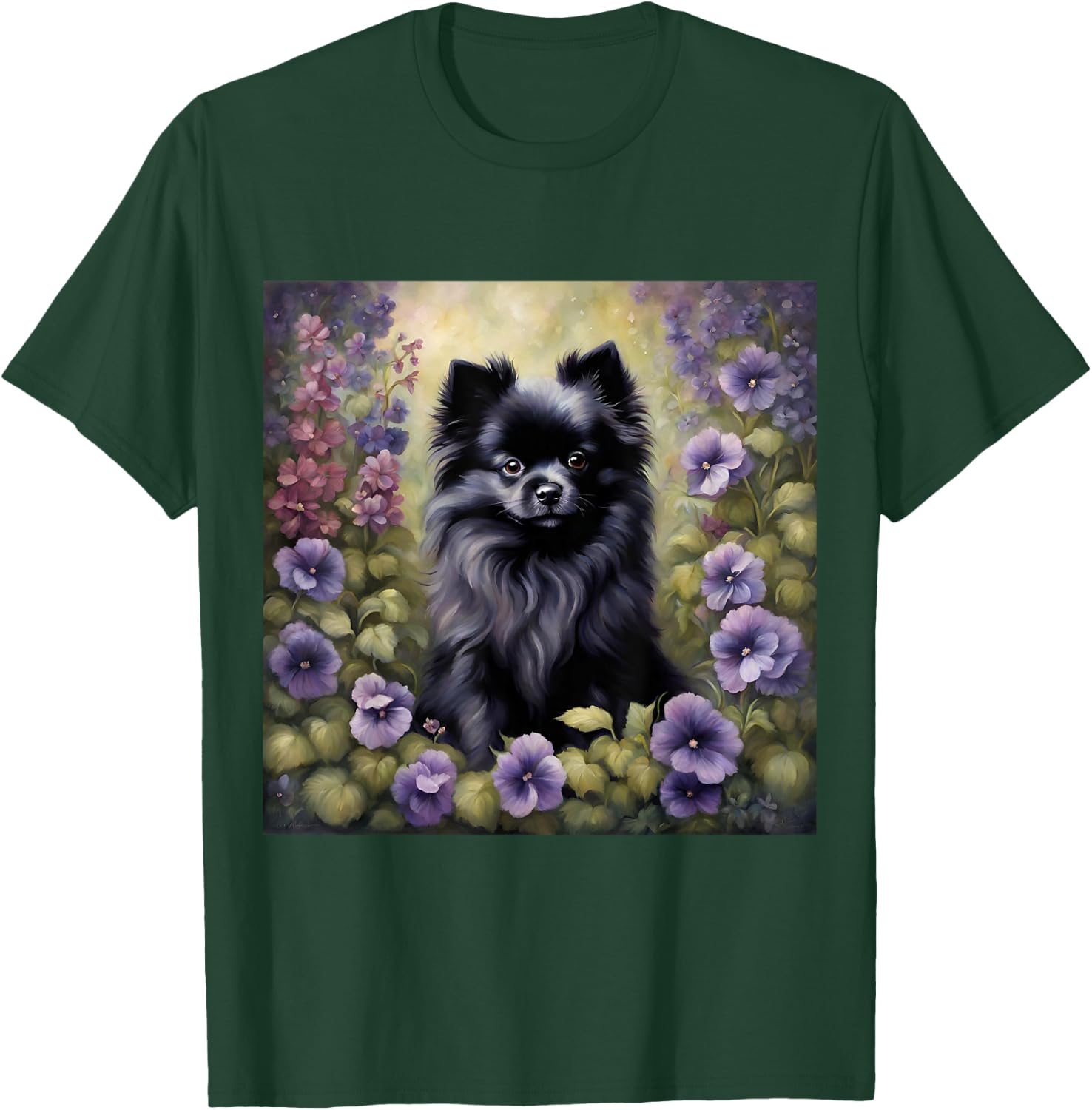 Black Pomeranian Adorable Pomeranian Garden Dog Lovers T-Shirt - T-Shirt | Forest