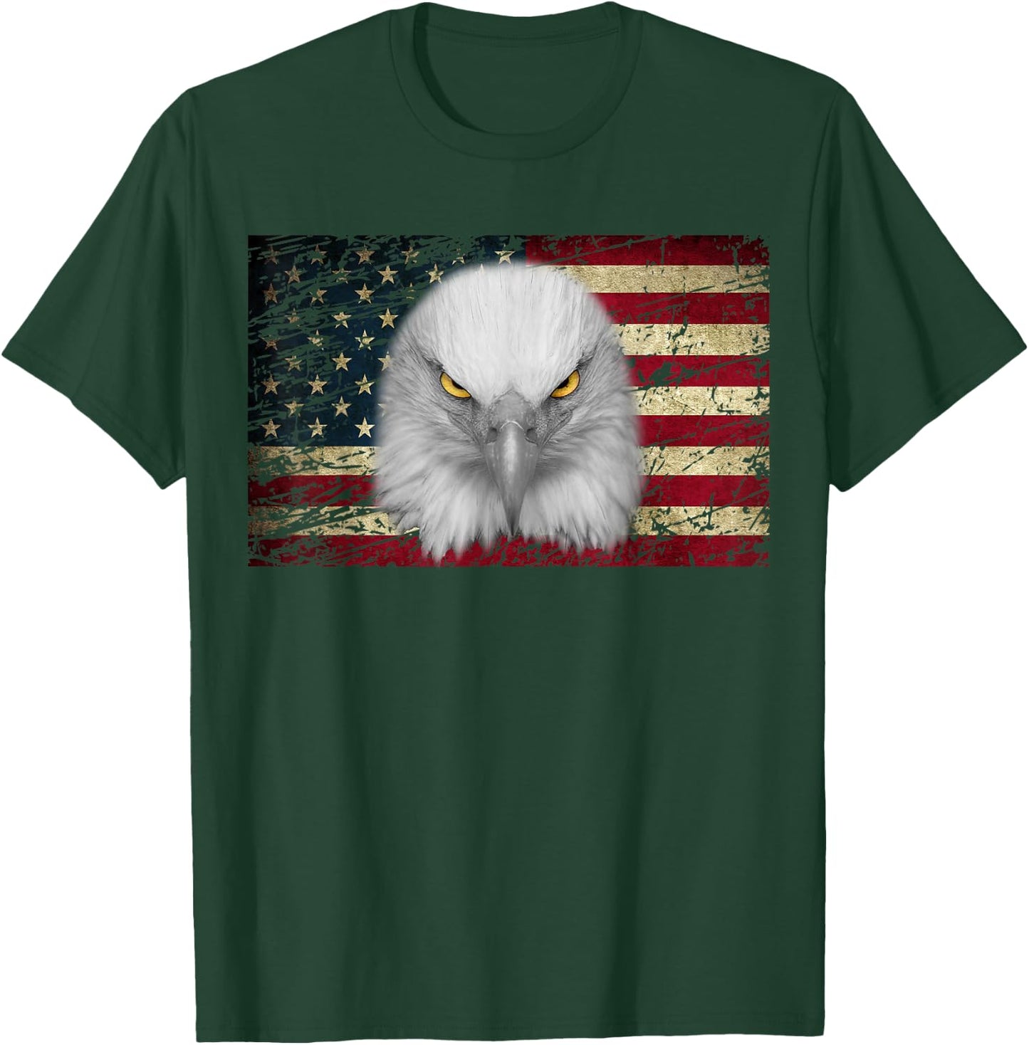 American Bald Eagle Eyes Shirt USA Flag Patriotic Shirt T-Shirt - T-Shirt | Forest