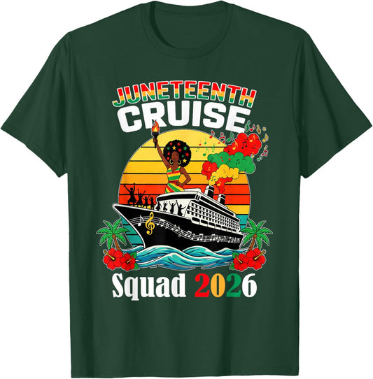 Juneteenth Cruise Squad 2026 African American Family Trip T-Shirt - T-Shirt | Forest