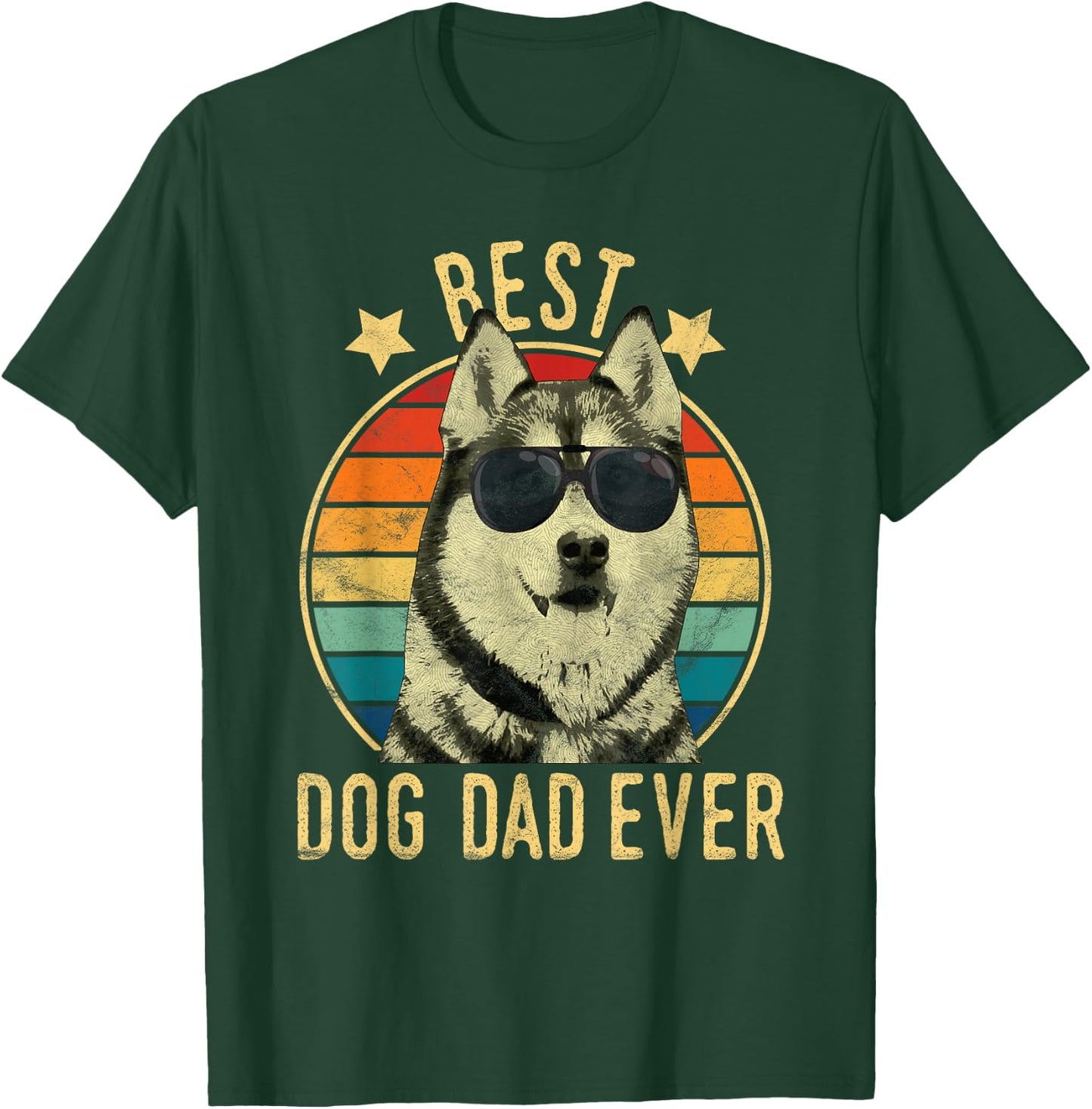 Best Dog Dad Ever Siberian Husky Father's Day Gift Men T-Shirt - T-Shirt | Forest