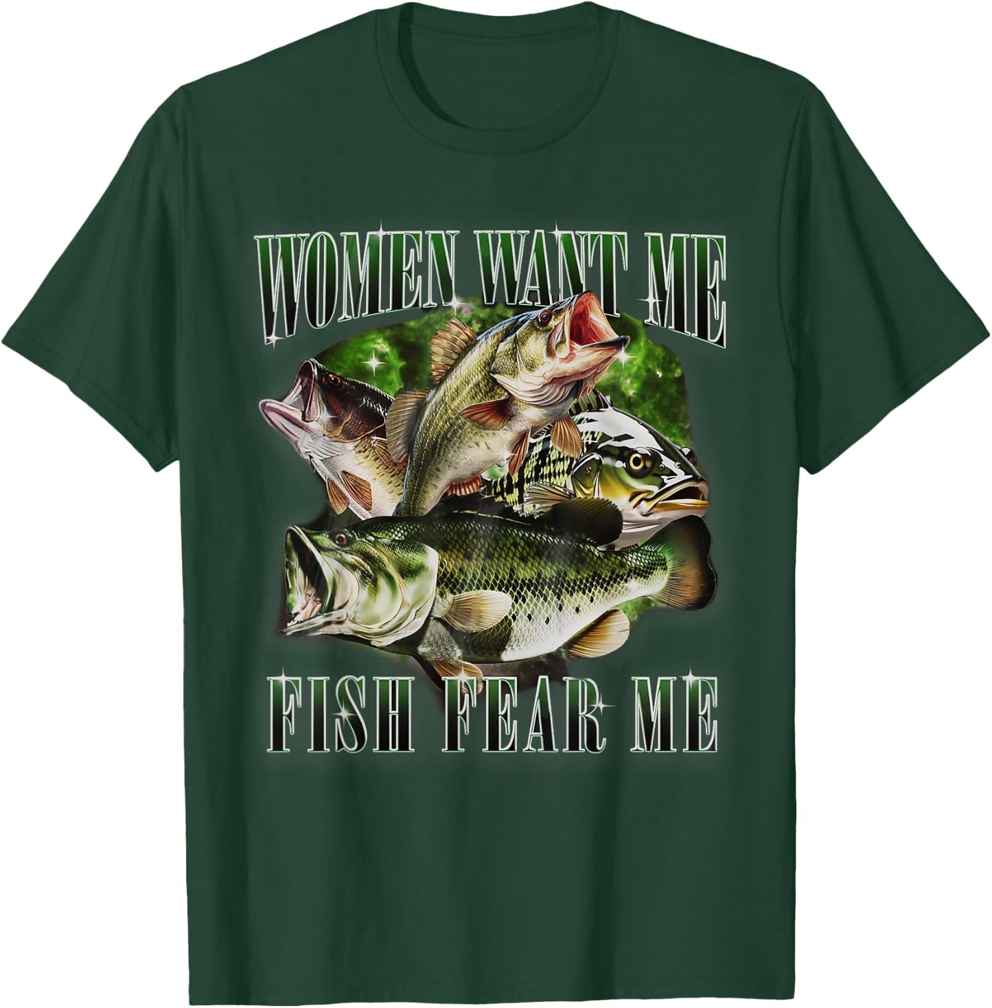 Vintage Women Want Me Fish Bass Fear Me Funny Fisherman T-Shirt - T-Shirt | Forest