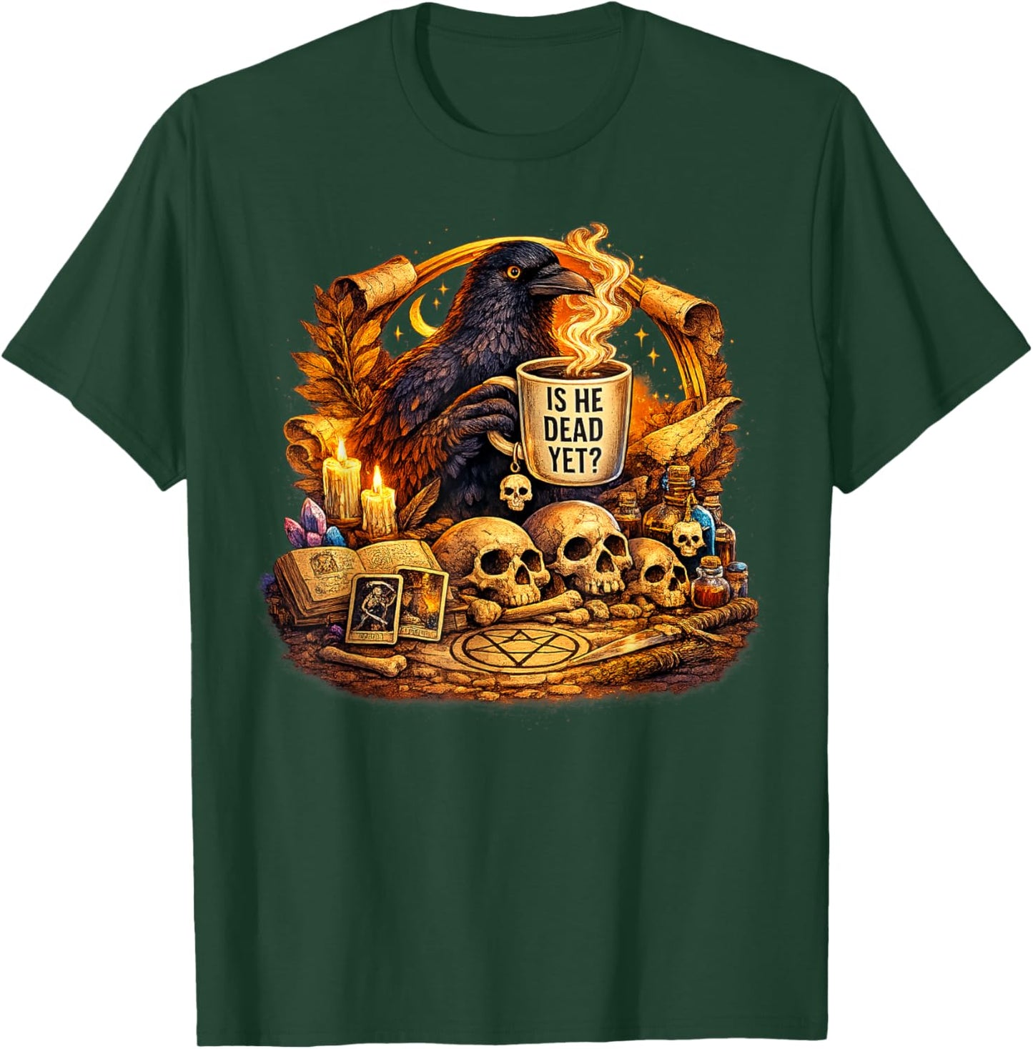is He Vintage Dead Yet Dark Crow Raven Bird Humor Retro T-Shirt - T-Shirt | Forest