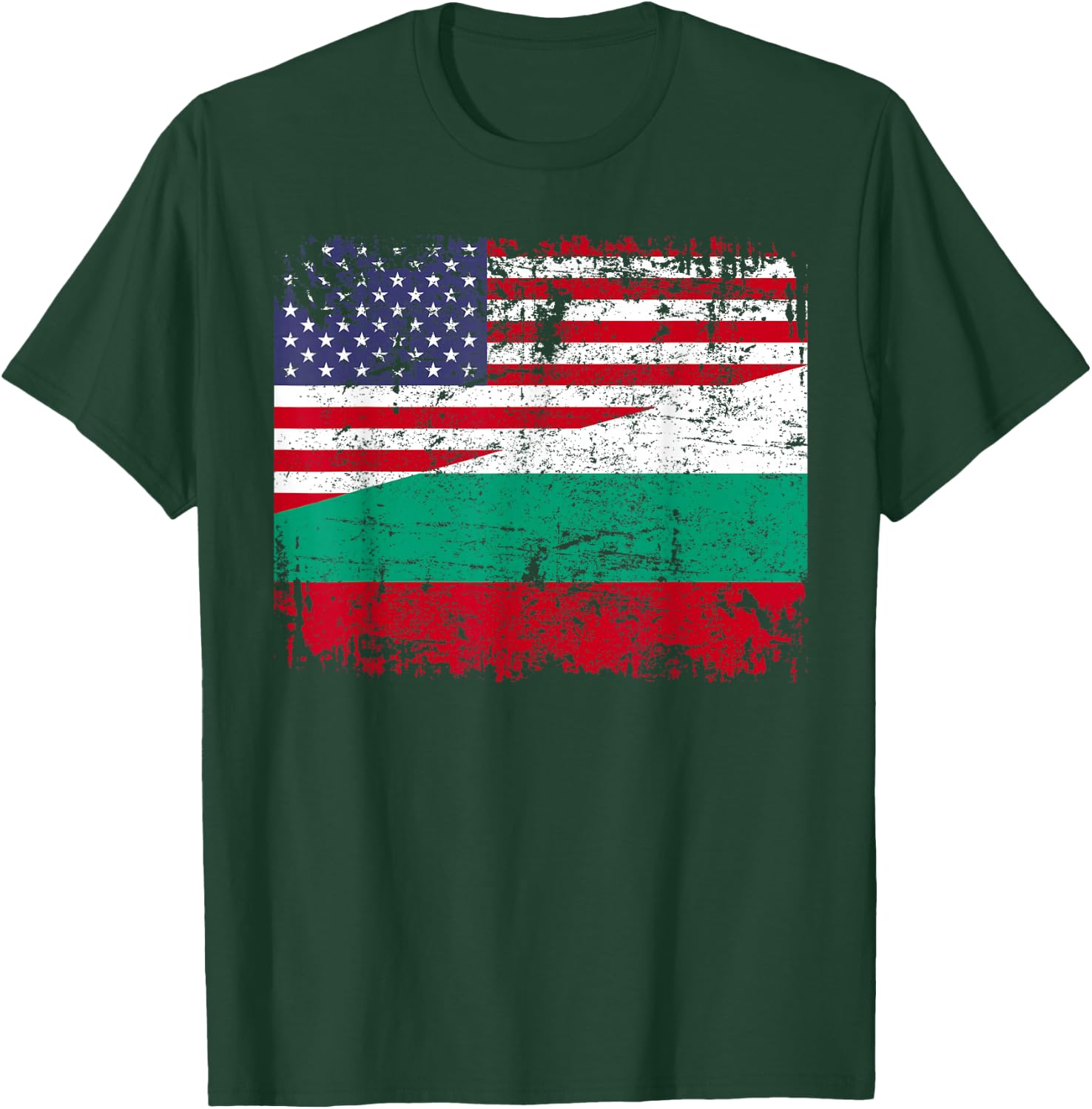 BULGARIAN ROOTS | Half American Flag | BULGARIA T-Shirt - T-Shirt | Forest