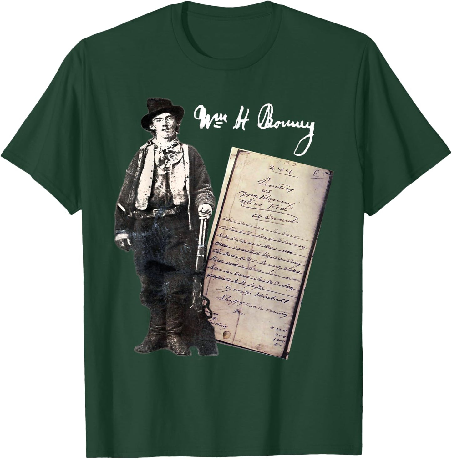 Billy Kid William Bonney Original Signature Arrest Warrant T-Shirt - T-Shirt | Forest