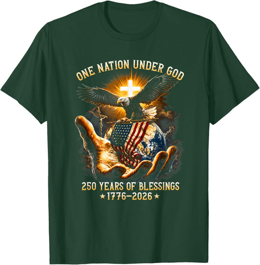 One Nation Under God 250 Years 250th Anniversary USA Men T-Shirt - T-Shirt | Forest