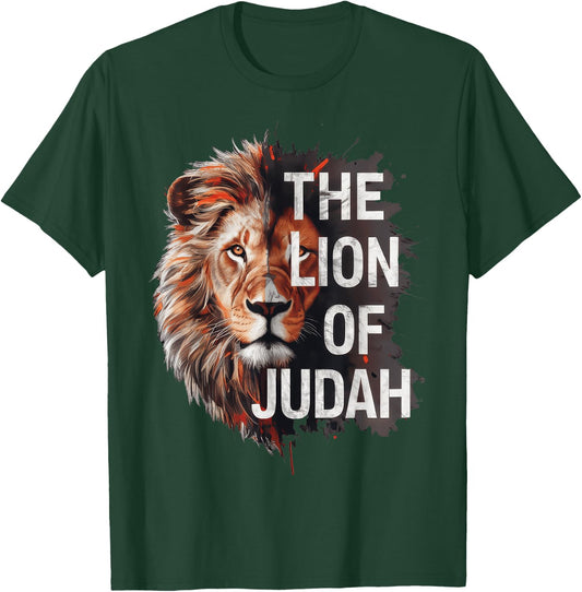 Lion of Judah Christian Cross Religious Faith T-Shirt - T-Shirt | Forest