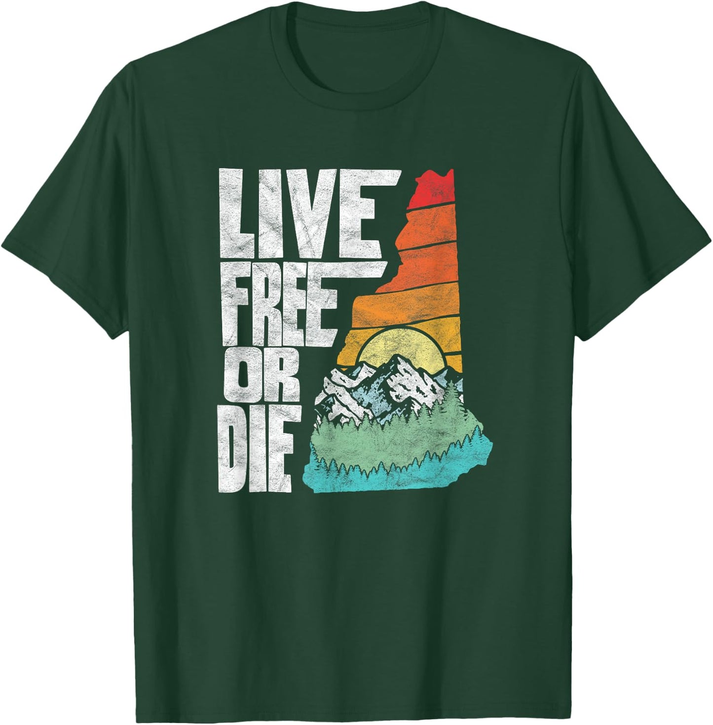 Live Free or Die Retro New Hampshire Nature Graphic T-Shirt - T-Shirt | Forest