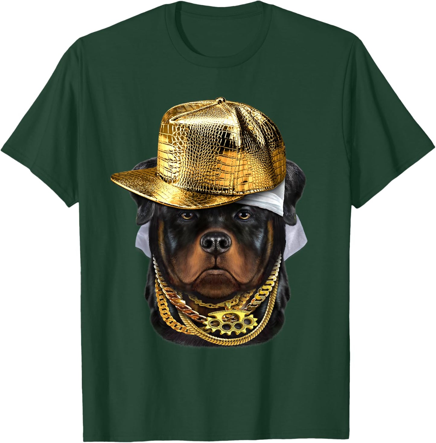 Rottweiler Dog wearing Hip Hop Rapper Cap T-Shirt - T-Shirt | Forest