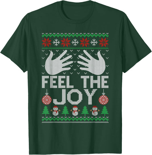 Feel The Joy Merry Christmas Matching Couples Xmas Party T-Shirt - T-Shirt | Forest