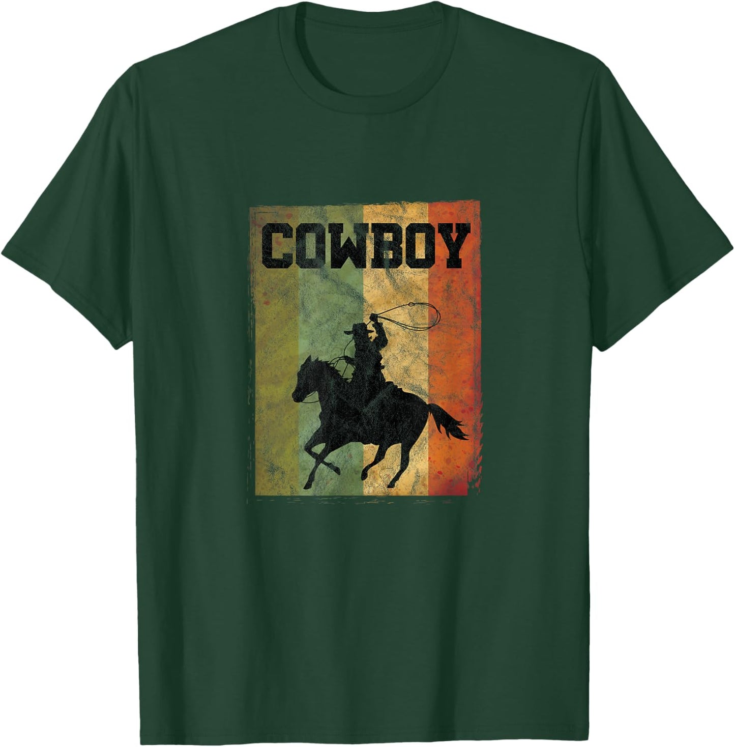 Distressed Vintage Cowboy Rodeo Horse Riding Country gift T-Shirt - T-Shirt | Forest