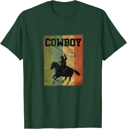 Distressed Vintage Cowboy Rodeo Horse Riding Country gift T-Shirt - T-Shirt | Forest