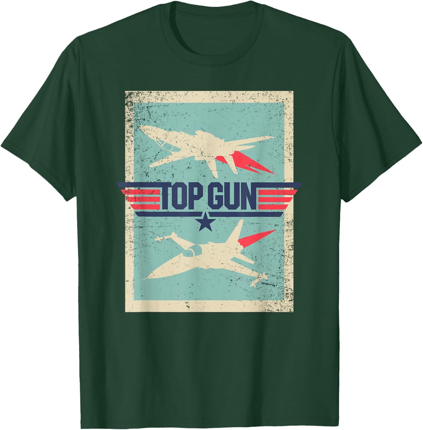 Top Gun Inverted Cutout with Distressing Action Movie T-Shirt - T-Shirt | Forest