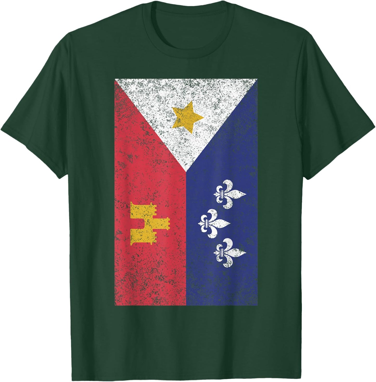 Acadian Flag Retro Cajun T-Shirt - T-Shirt | Forest