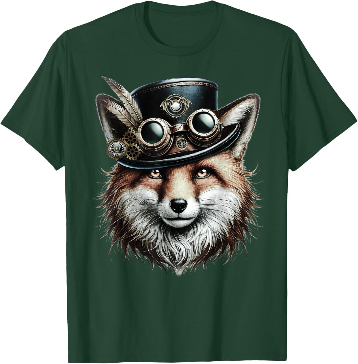 Steampunk Fox Shirt with Goggles and Gear Artwork T-Shirt - T-Shirt | Forest