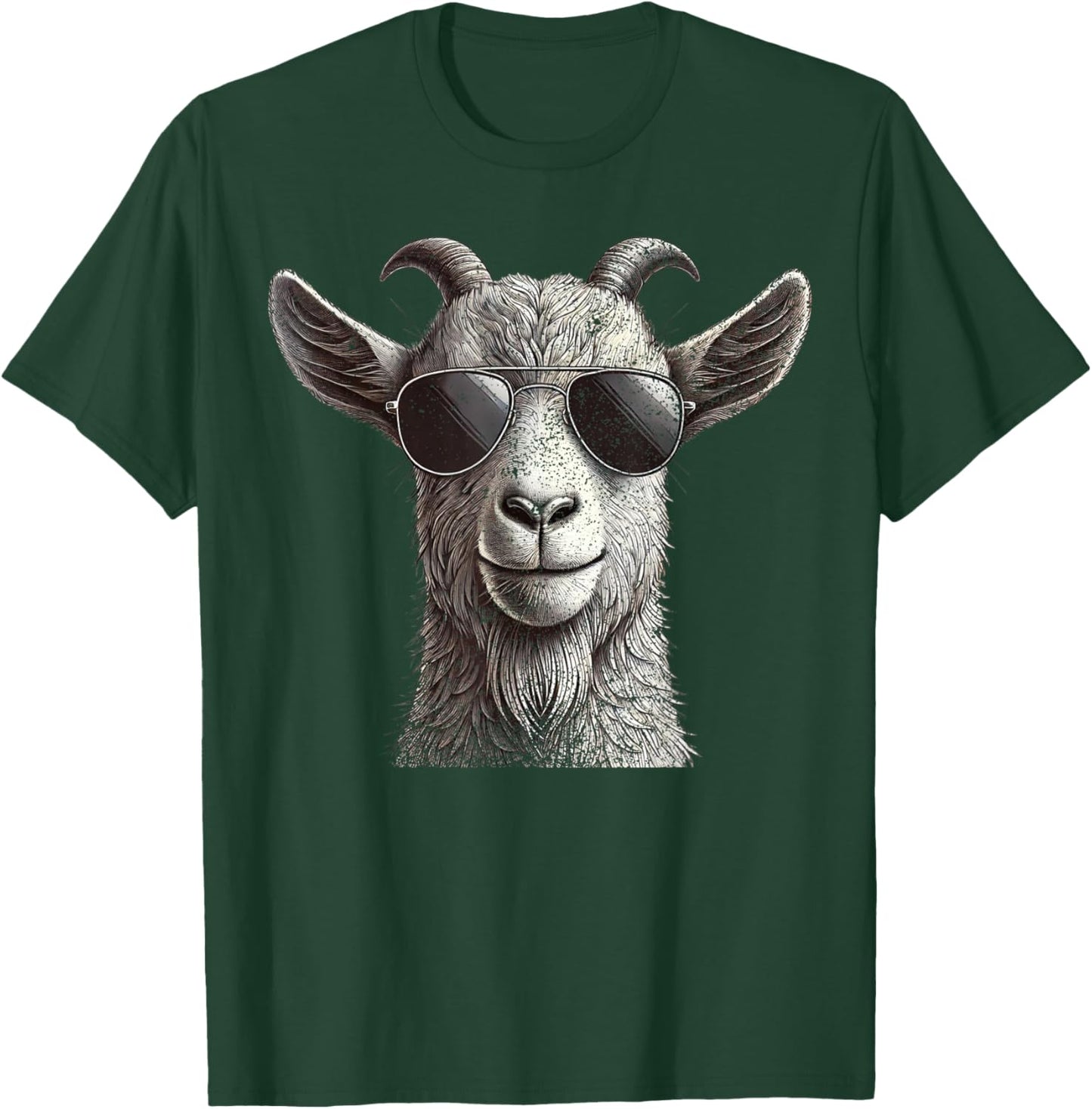 Funny Goat Wearing Sunglasses Goat Animal Lover Farmer T-Shirt - T-Shirt | Forest