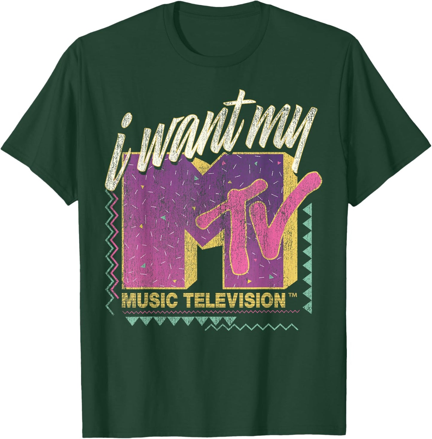 MTV I Want My MTV 90's Retro Colorful Logo Graphic T-Shirt - T-Shirt | Forest