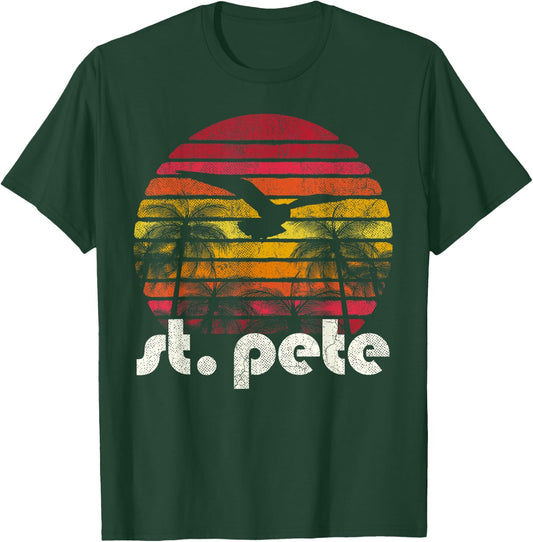 Retro Florida St. Pete Petersburg Men Women Vintage Gift T-Shirt - T-Shirt | Forest
