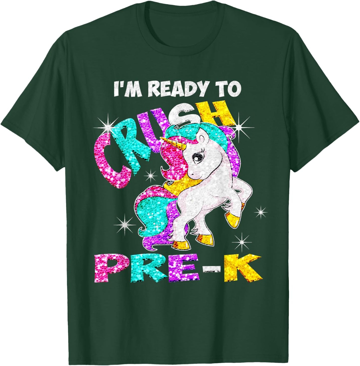 Back to School I'm ready to crush Pre-K Unicorn T-Shirt - T-Shirt | Forest