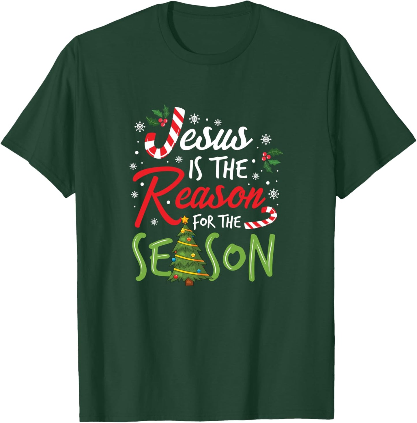 Girls Jesus is The Reason for The Season Christmas Christian T-Shirt - T-Shirt | Forest