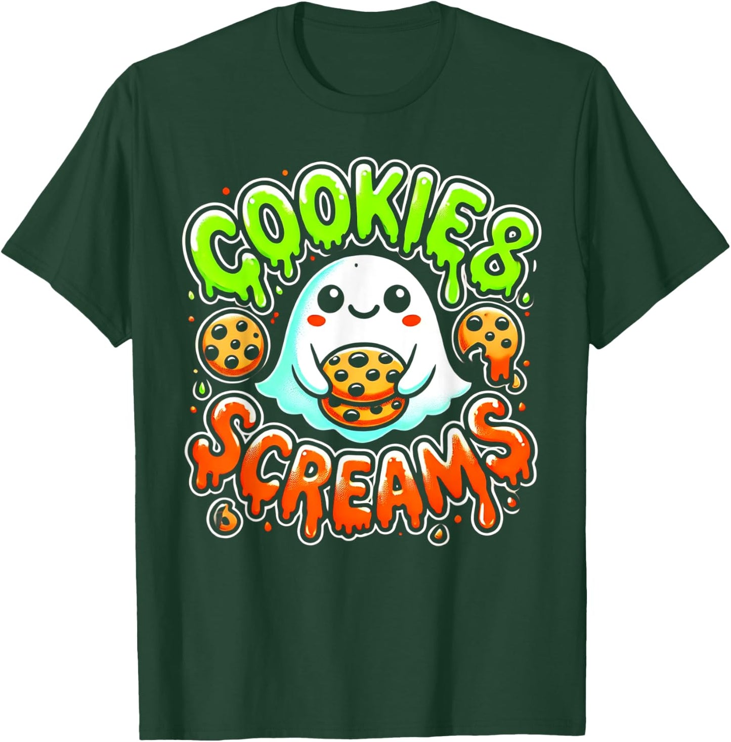 Funny Halloween Cookies and Screams Hungry Ghost T-Shirt - T-Shirt | Forest