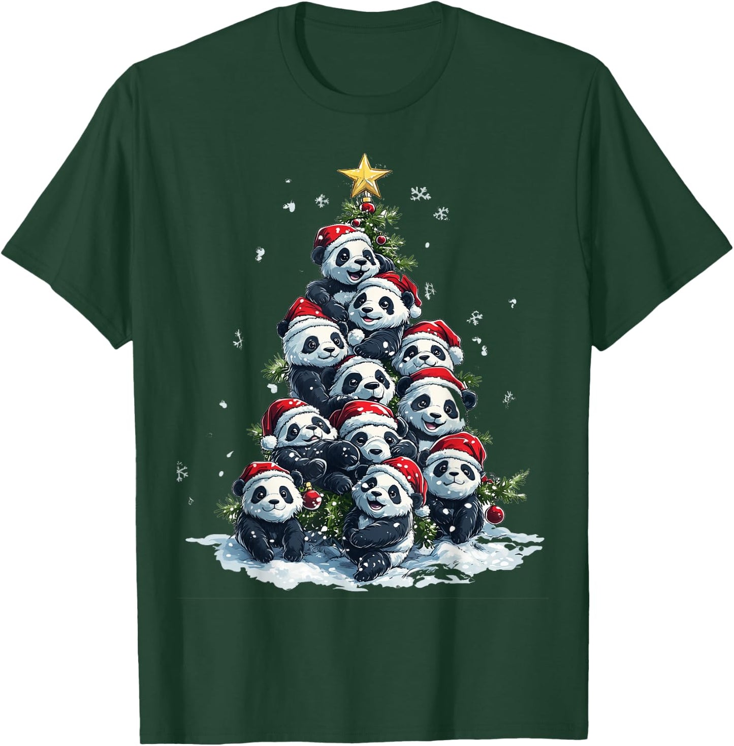 Funny Panda Christmas Tree Xmas Panda Lover Kids Boys Girls T-Shirt - T-Shirt | Forest