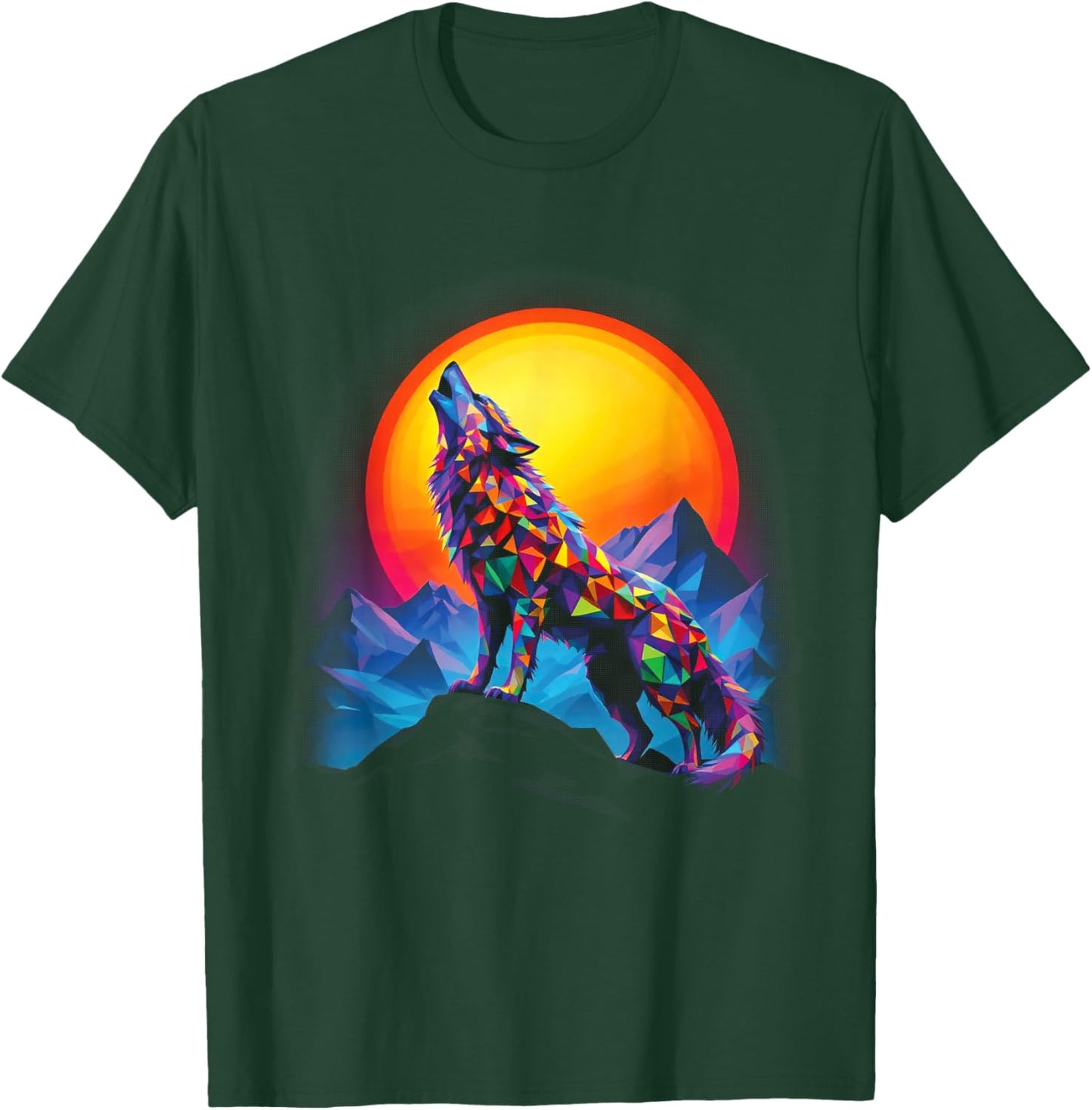 Wolf Forest Moon Vintage Cosmic Howling Wolf Lover Graphic T-Shirt - T-Shirt | Forest