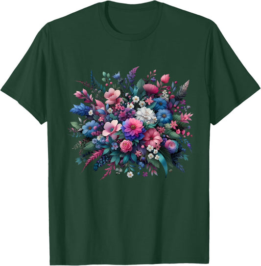 Vintage Flowers Women Wildflower Graphic Floral Gardening T-Shirt - T-Shirt | Forest