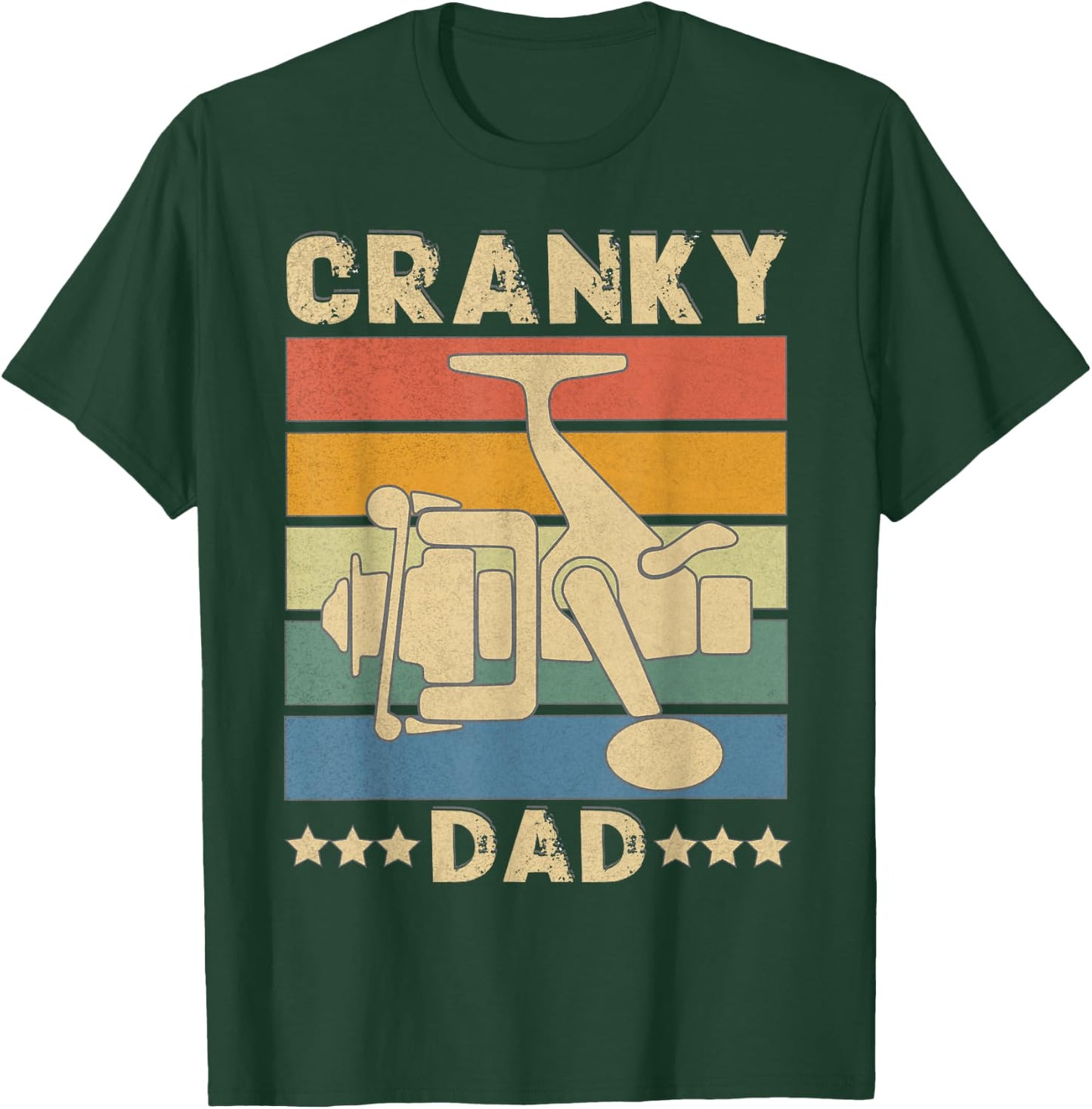 Cranky Dad Funny Fishing Reel Humor Father Fisherman Retro T-Shirt - T-Shirt | Forest