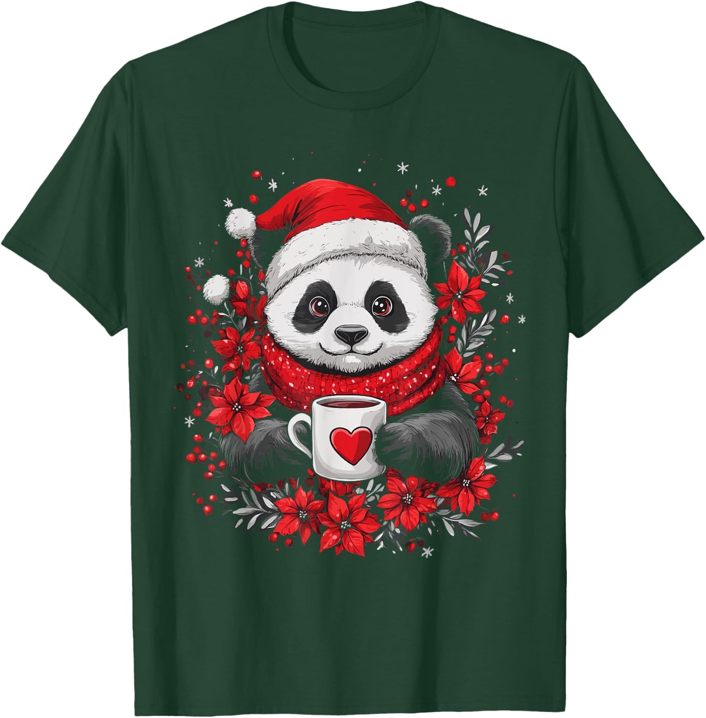 Christmas Panda Santa Coffee Girls Boys Kids Christmas Panda T-Shirt - T-Shirt | Forest