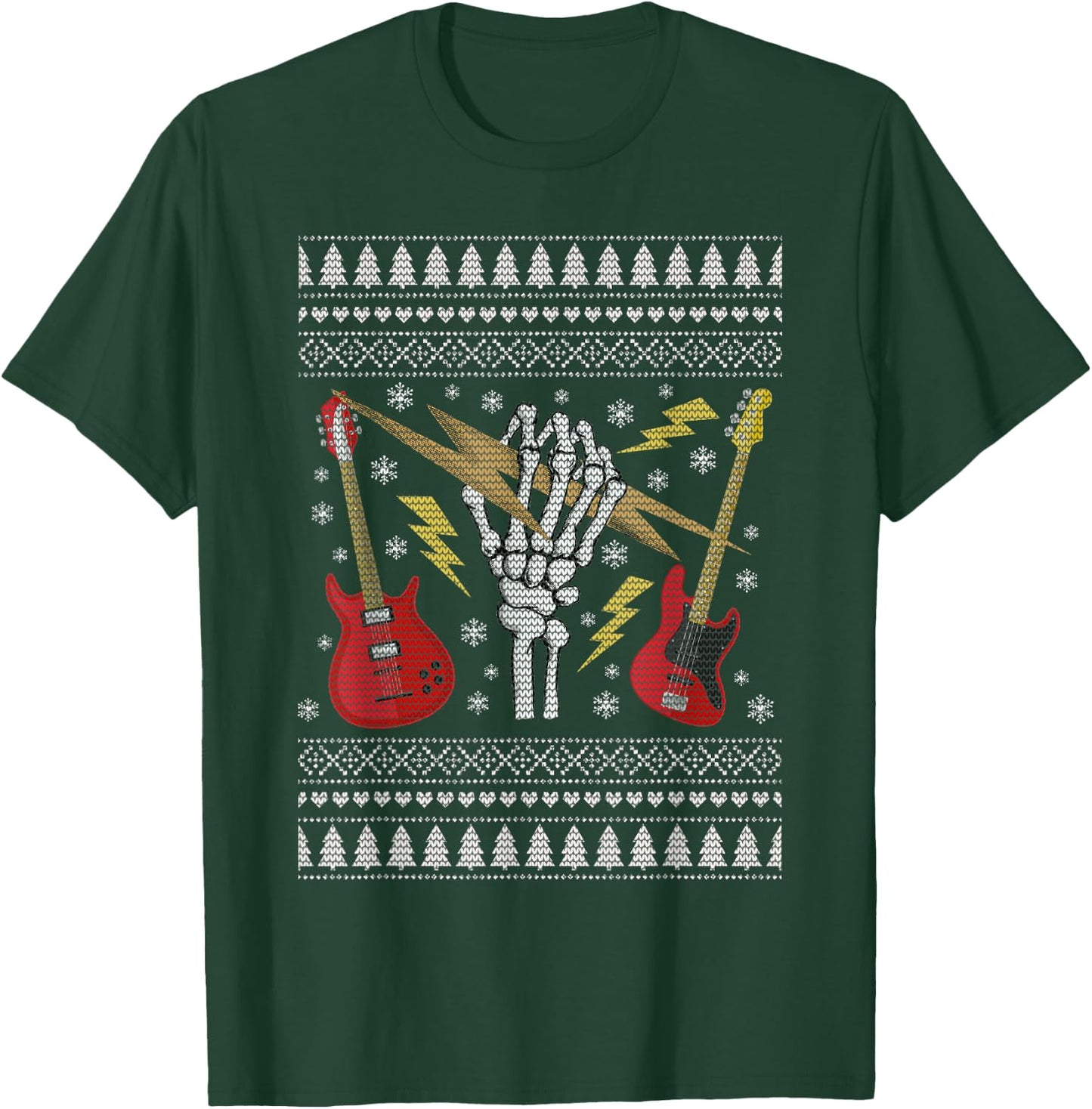 Guitar Ugly Christmas Sweater - Heavy Metal / Rock T-Shirt - T-Shirt | Forest