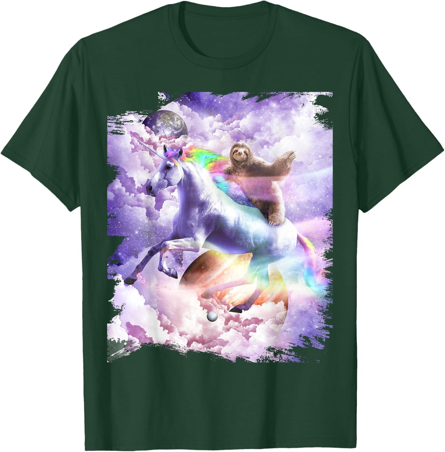 Space Sloth Riding On Unicorn T-Shirt - T-Shirt | Forest