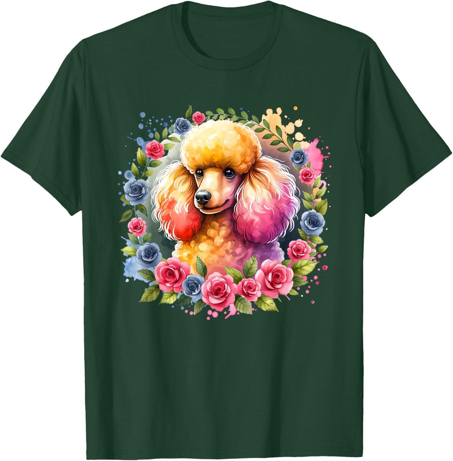 Fluffy Apricot Poodle Puppy Floral Wreath Pastel Dog Lover T-Shirt - T-Shirt | Forest