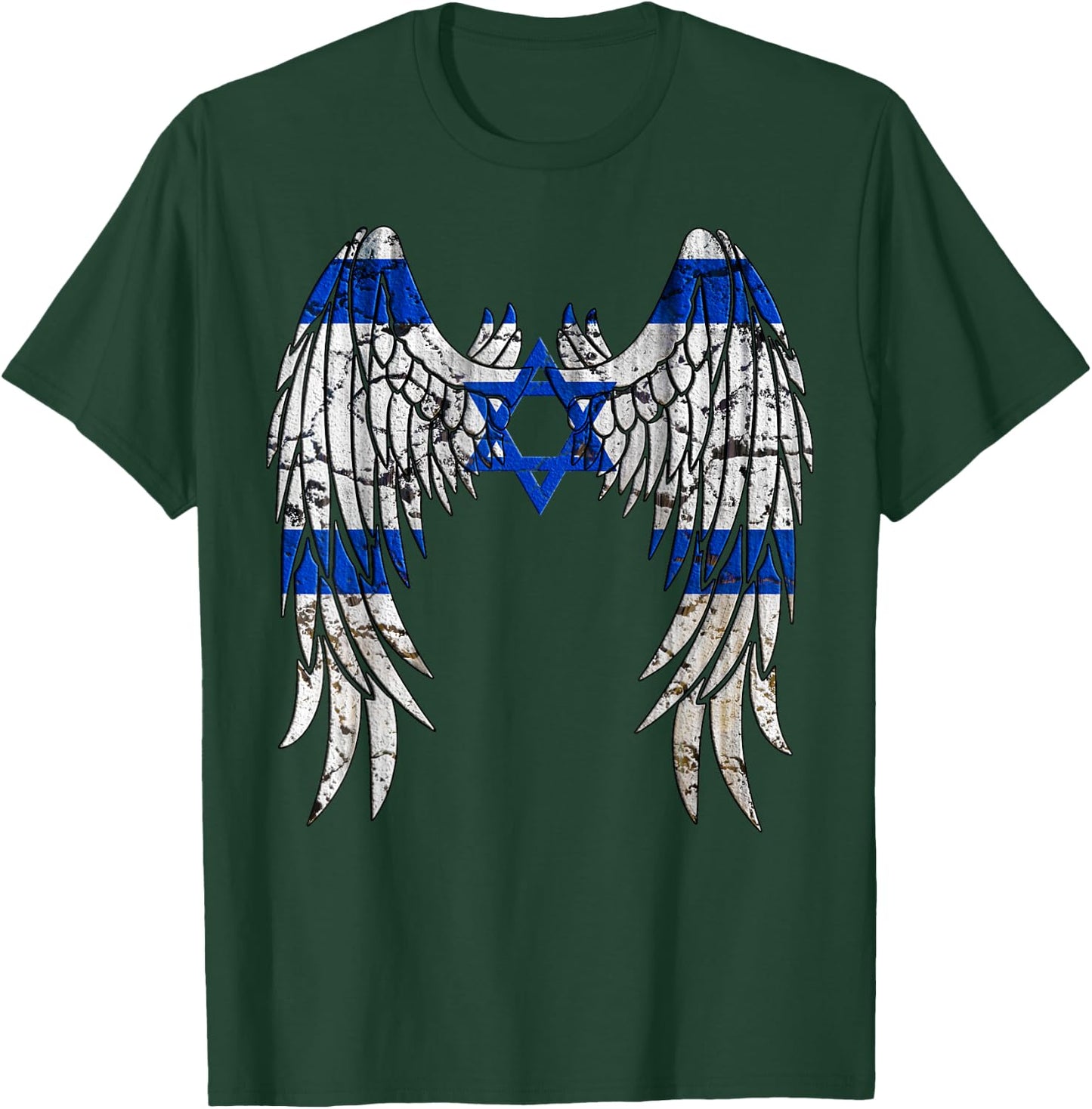 Jerusalem Israeli Angel Wings Hebrew Star David Israel Flag T-Shirt - T-Shirt | Forest