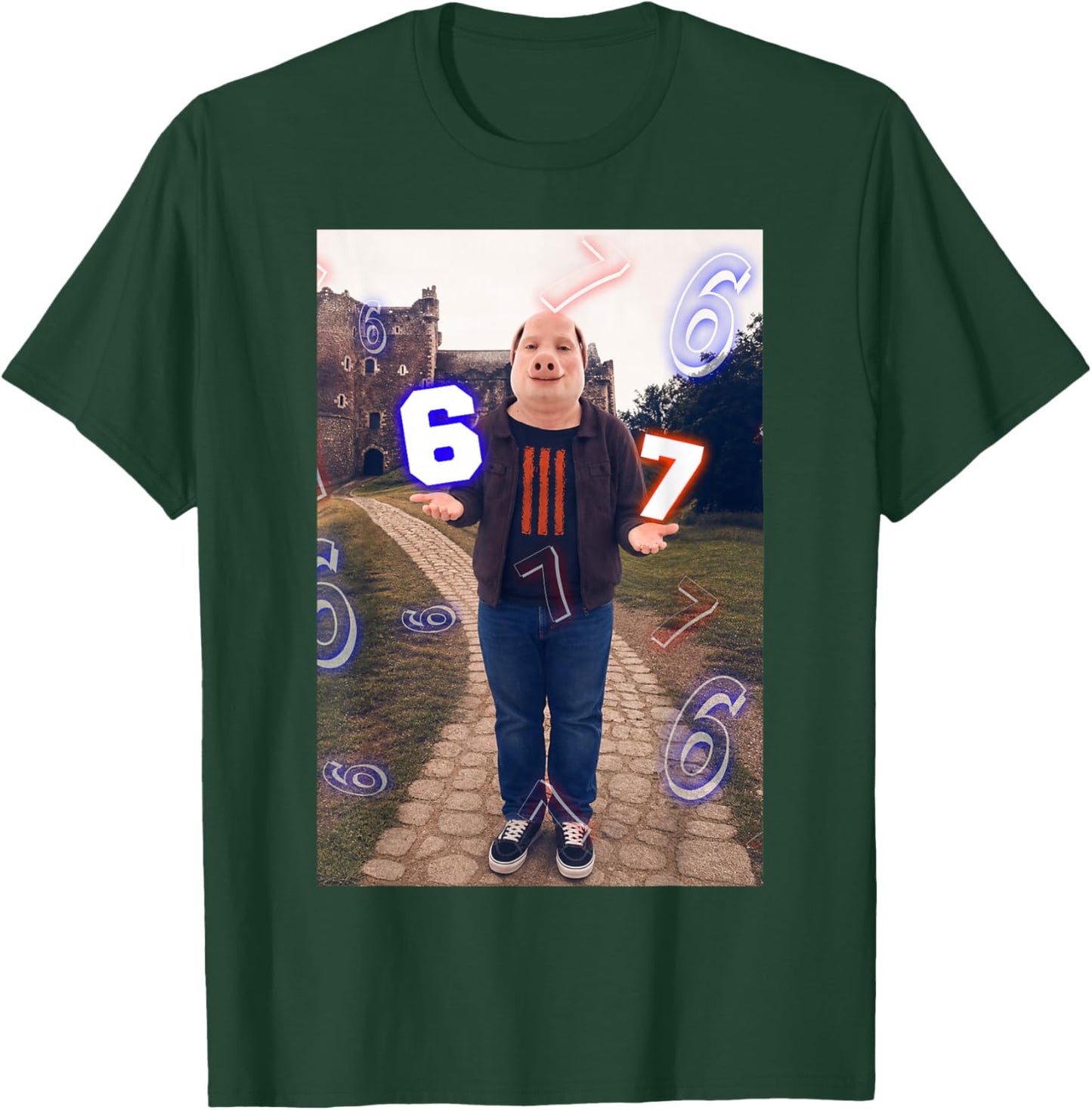 Funny John Pork 67 Six Seven Brainrot Meme Gen Z T-Shirt - T-Shirt | Forest