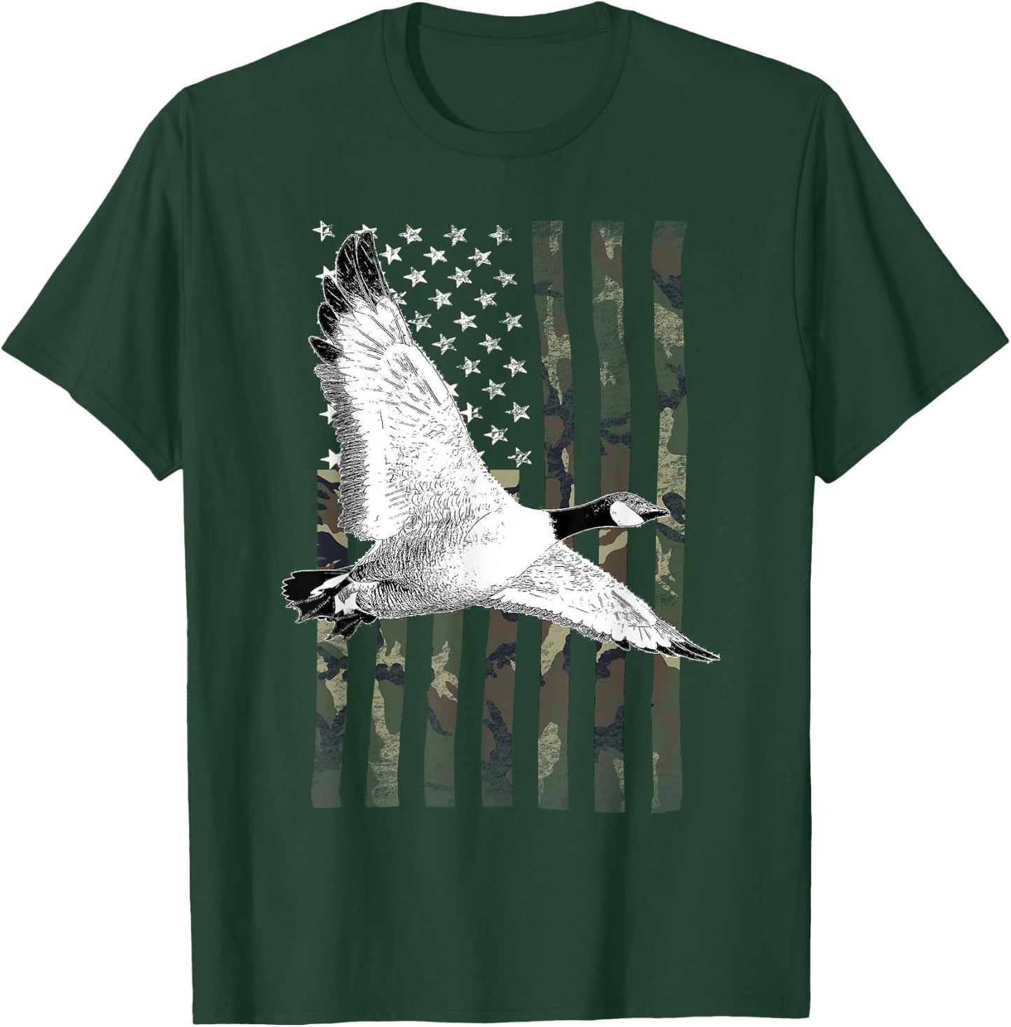 Goose Hunting Camouflage American Flag Kids Men T-Shirt - T-Shirt | Forest
