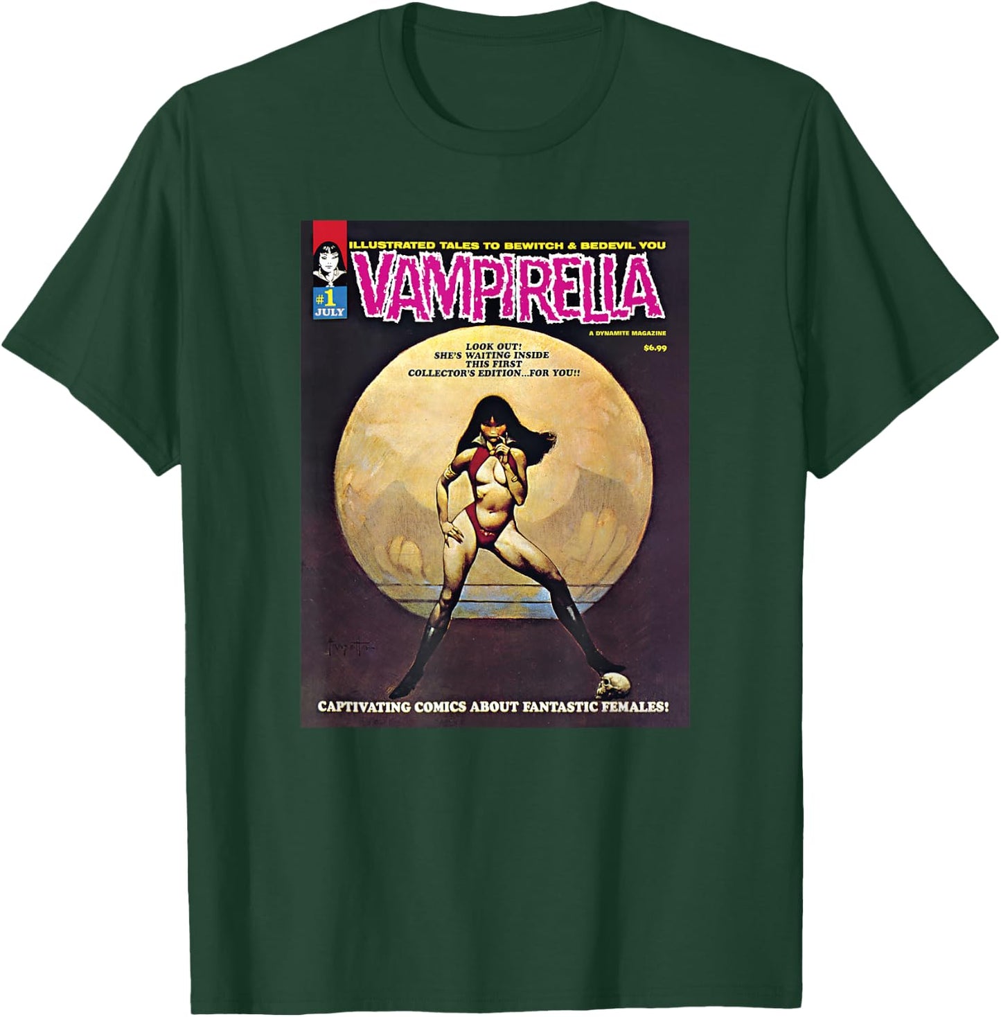 Vampirella "1969/ #1" Featuring Frank Frazetta Cover Art T-Shirt - T-Shirt | Forest