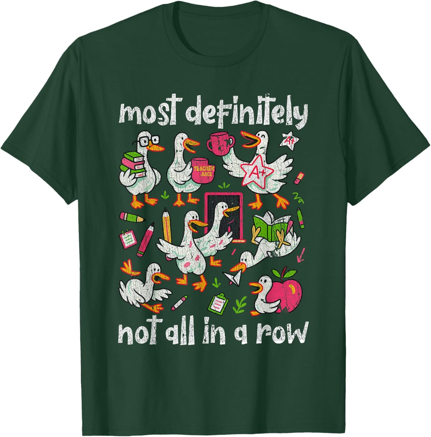 Funny Duck Teacher Educator Back to School T-Shirt - T-Shirt | Forest