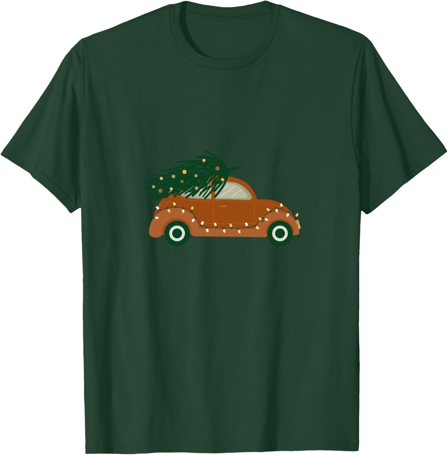 Vintage Car and Christmas Tree Lights T-Shirt - T-Shirt | Forest