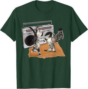 Breakdancing Kitties Cardboard & Boombox Cat Men Women Girls Kids T-Shirt - T-Shirt | Forest